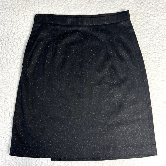 Trussardi Jeans Women's Black Metallic Sparkle Made In Italy Party Skirt Size 44 - Picture 2 of 5